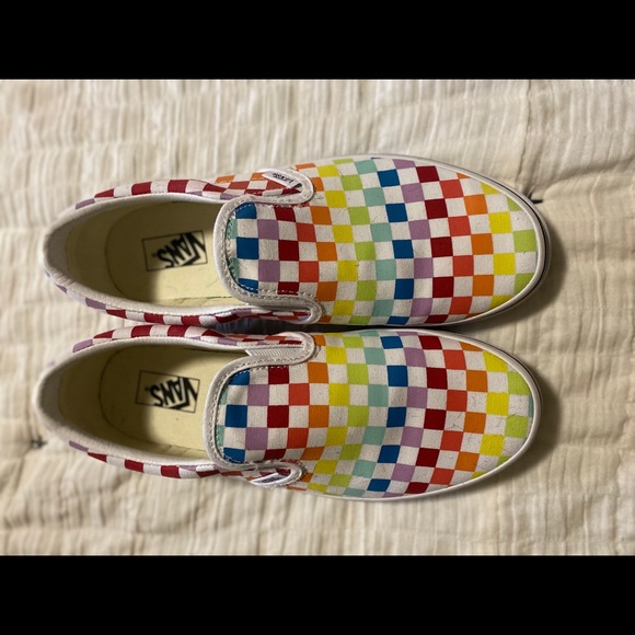 checkered vans rainbow